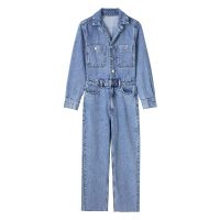 Women Long Sleeved Denim Jumpsuit